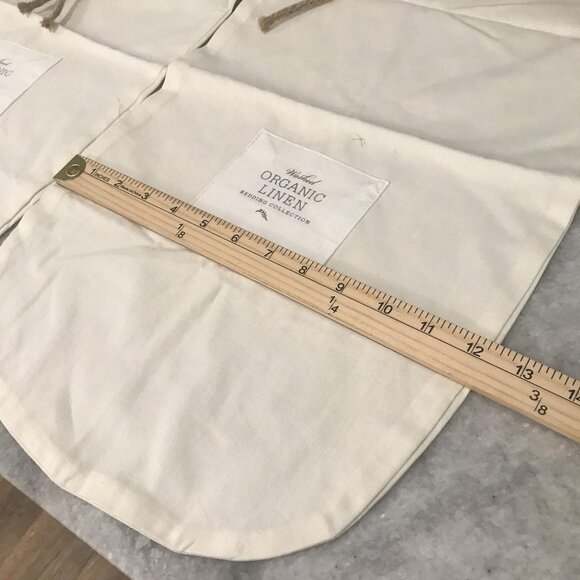 Washed Organic Linen Drawstring Bags Set of 2 Reusable Storage Pouches Natural - Picture 3 of 6